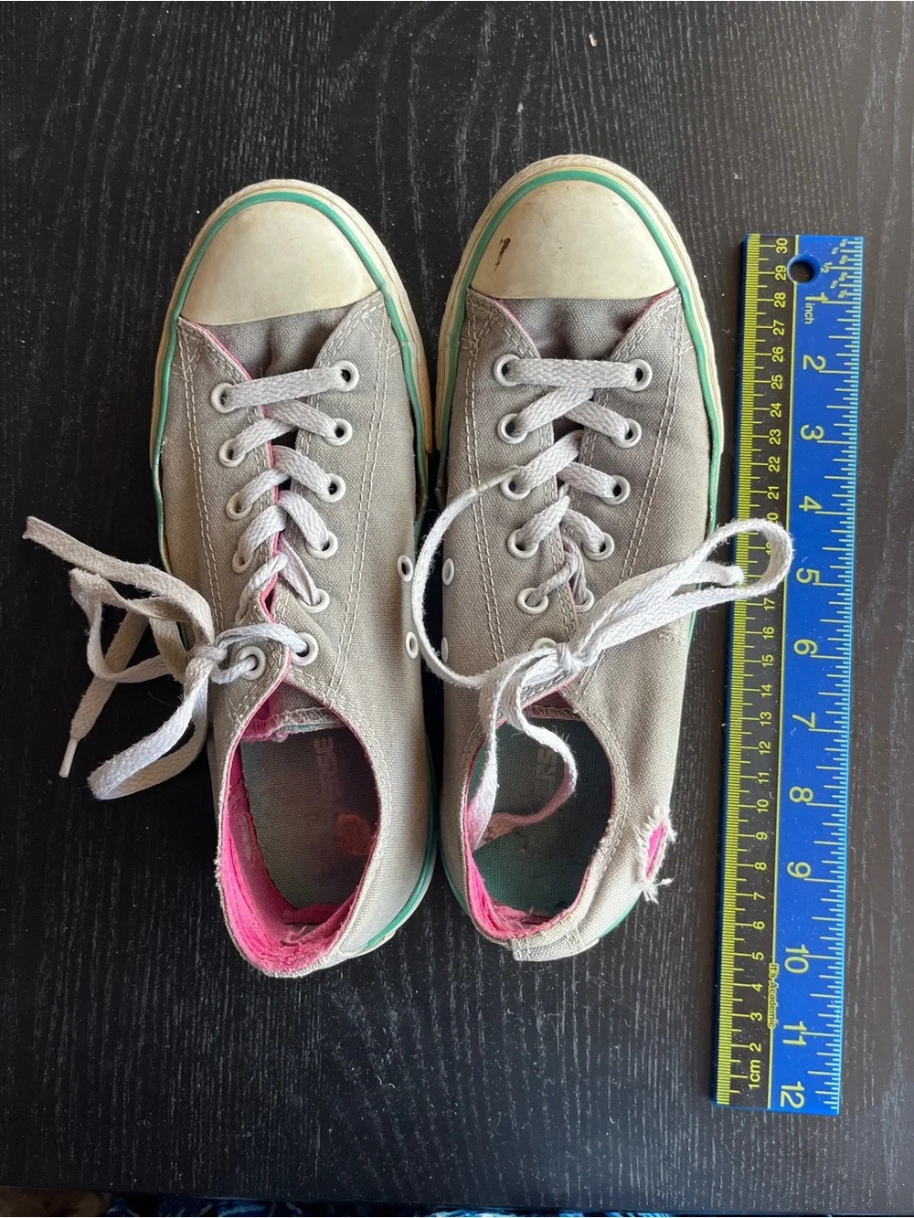 Converse All Star Low Gray Pink Green Canvas Shoes Junior 5 Sneakers
